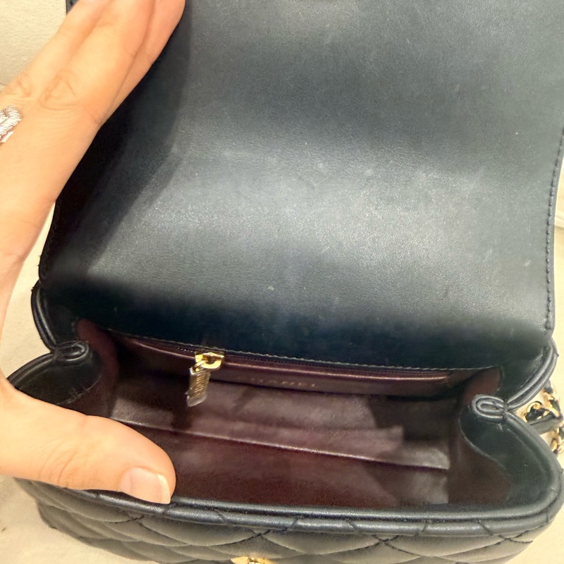 香奈兒/Chanel 單肩斜挎手提包 粒面牛皮 20×9×13-3