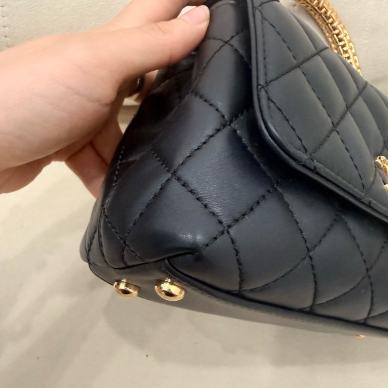 香奈兒/Chanel 單肩斜挎手提包 粒面牛皮 20×9×13-11