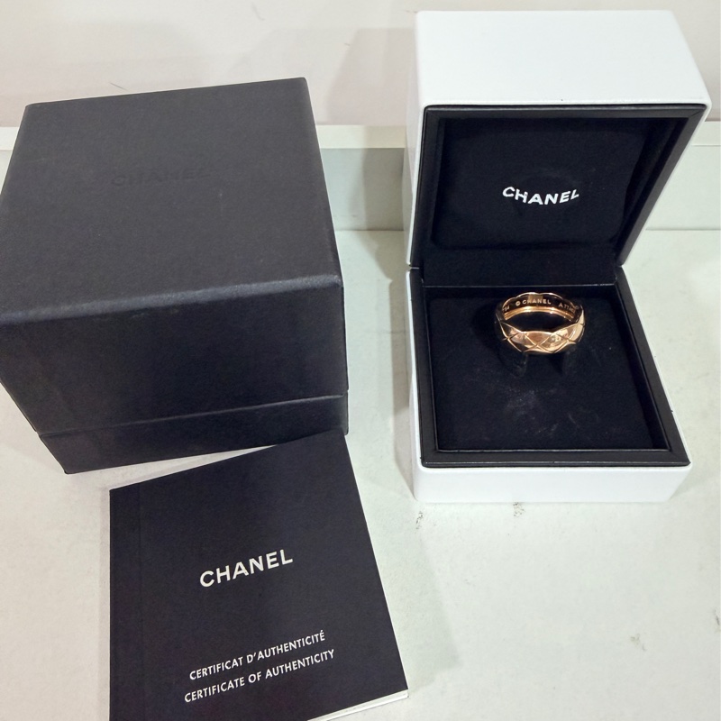 #全配 chanel cococrush biege 寬版米金色 54號 戒指 18k 玫瑰金-1