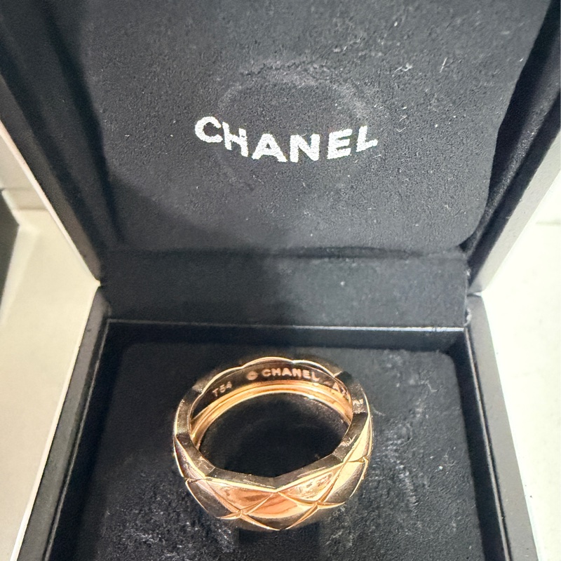 #全配 chanel cococrush biege 寬版米金色 54號 戒指 18k 玫瑰金-2