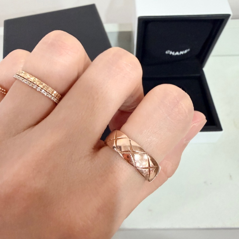 #全配 chanel cococrush biege 寬版米金色 54號 戒指 18k 玫瑰金-5