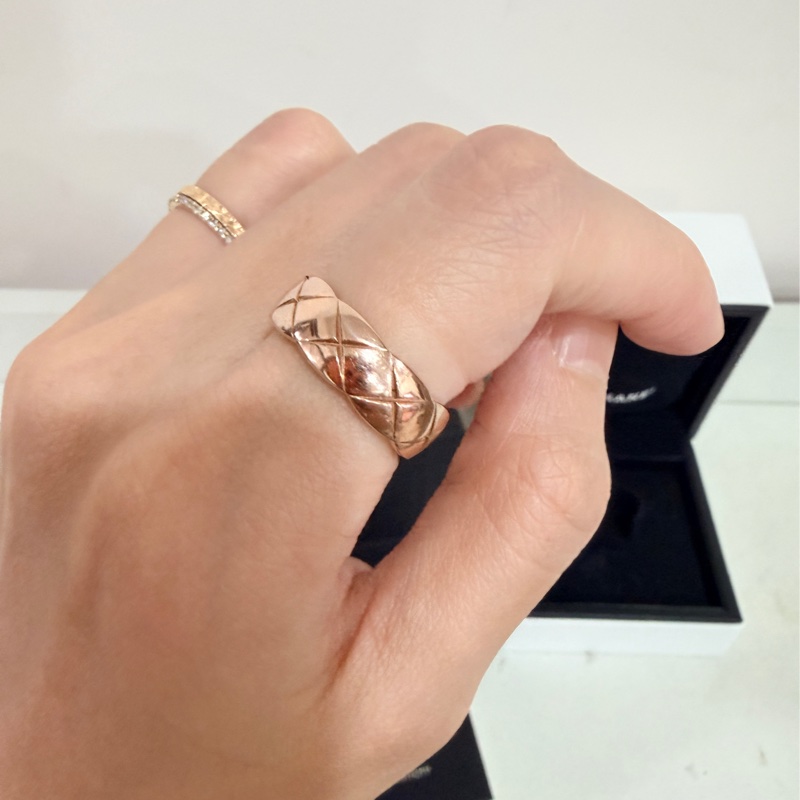 #全配 chanel cococrush biege 寬版米金色 54號 戒指 18k 玫瑰金-6