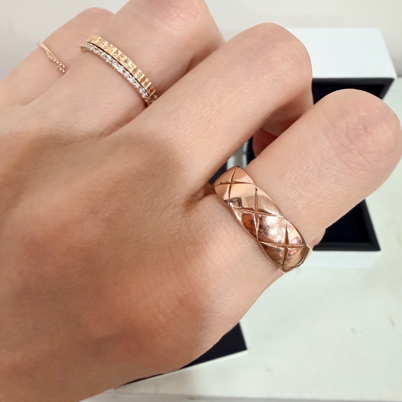 #全配 chanel cococrush biege 寬版米金色 54號 戒指 18k 玫瑰金-10