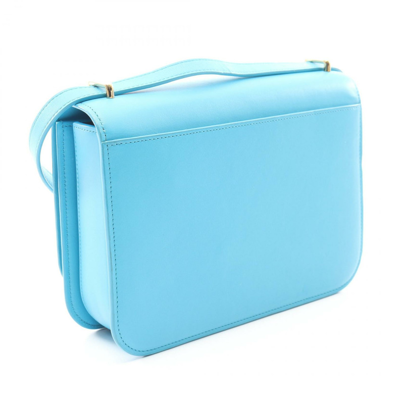 LOEWE Goya 中斜挎單肩包,藍色皮革,二手,女士,金色五金-1