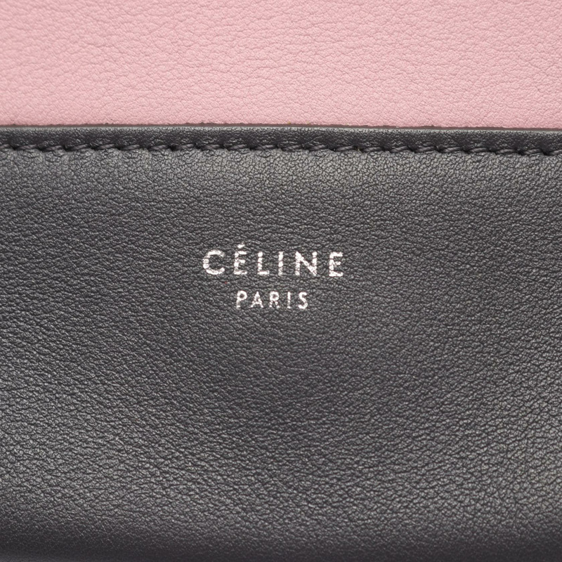 CELINE Frame 中型單肩包,皮革材質,粉紅色/灰色,二手女款-3