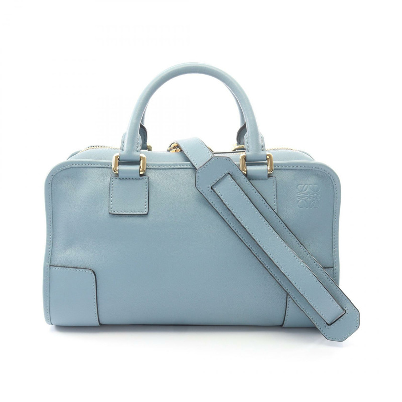 LOEWE Amazona 28 肩斜背包 皮革 藍色 二手 女士-0
