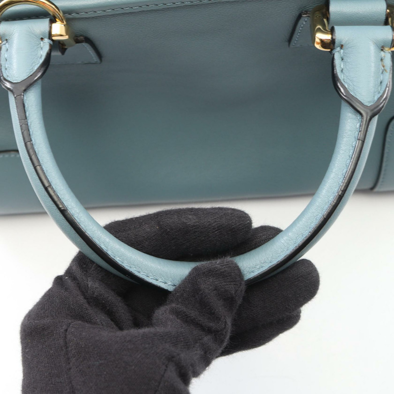 LOEWE Amazona 28 肩斜背包 皮革 藍色 二手 女士-5