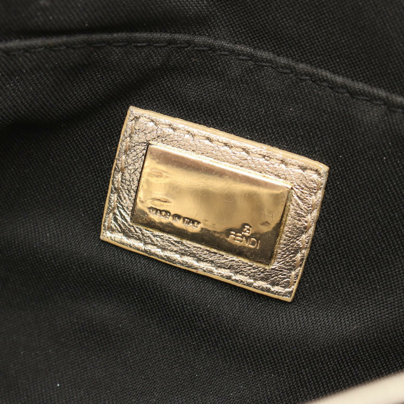 FENDI Zucchino 單肩手提包 8BR406 黑色絨面革 二手 女士-3