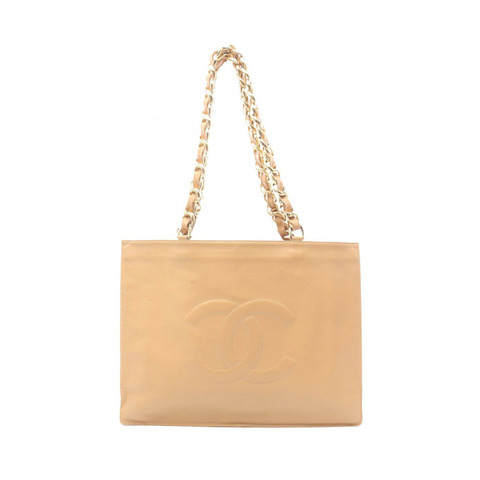 香奈兒 (CHANEL) Jumbo COCO 標誌鏈單背包，羊皮材質，米色，二手，女士款，金色五金配件