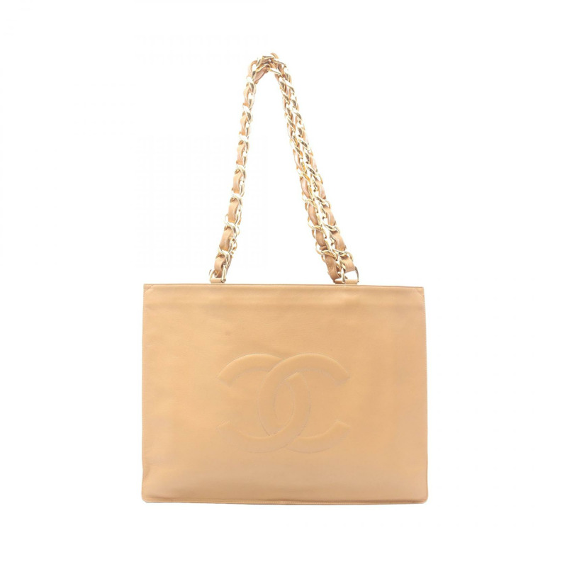 香奈兒 (CHANEL) Jumbo COCO 標誌鏈單背包,羊皮材質,米色,二手,女士款,金色五金配件-0