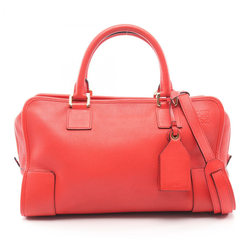LOEWE Amazona 36 單肩斜背包,紅色真皮,二手女款-0