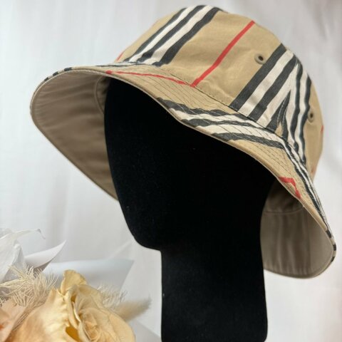 狀態良好 BURBERRY 經典條紋雙面漁夫帽 男女適用