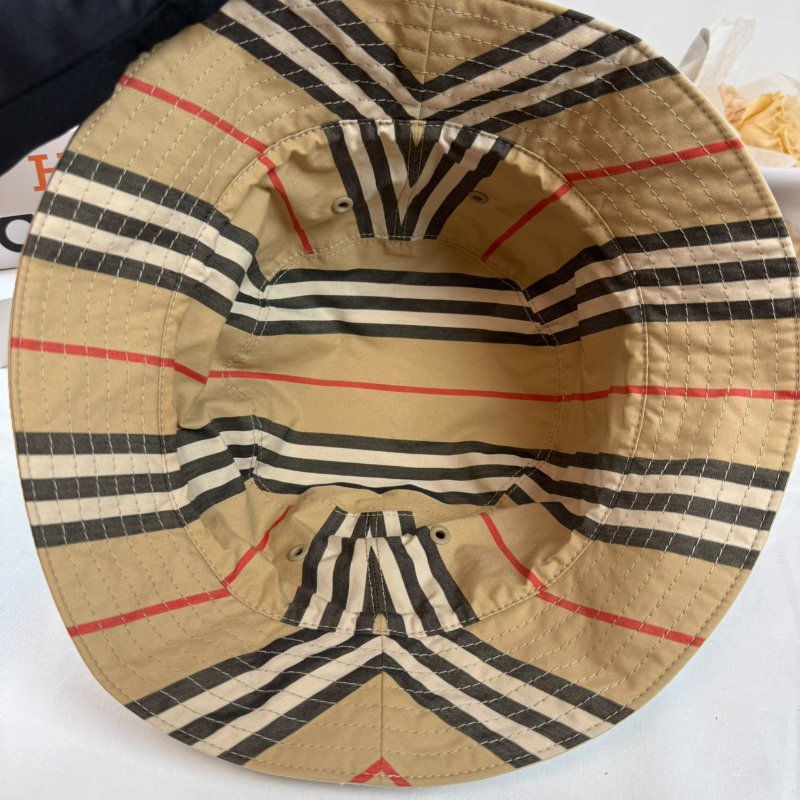狀態良好 BURBERRY 經典條紋雙面漁夫帽 男女適用-2
