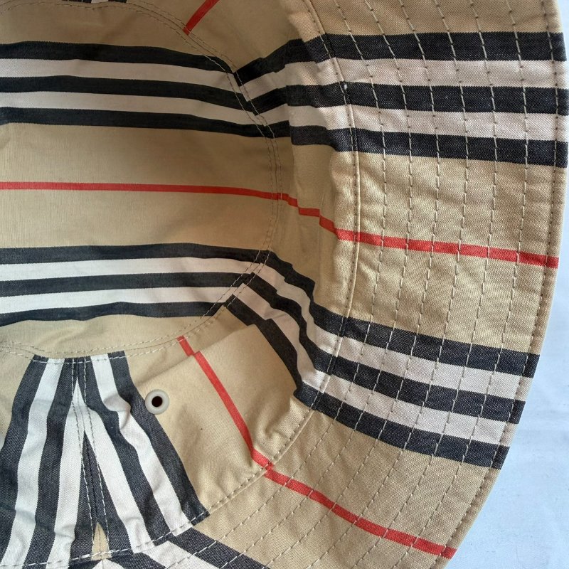 狀態良好 BURBERRY 經典條紋雙面漁夫帽 男女適用-3