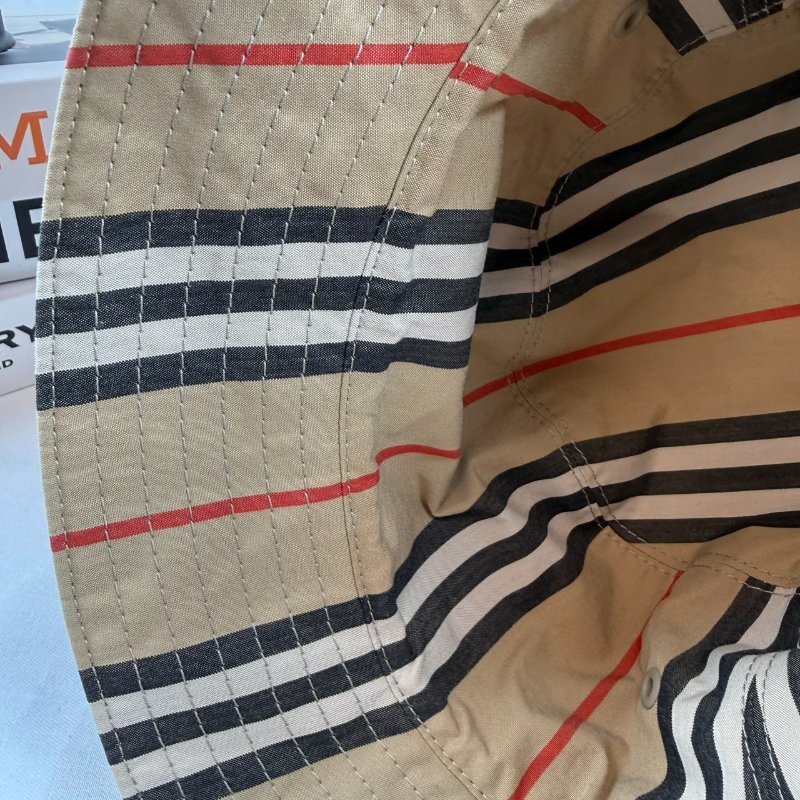 狀態良好 BURBERRY 經典條紋雙面漁夫帽 男女適用-4
