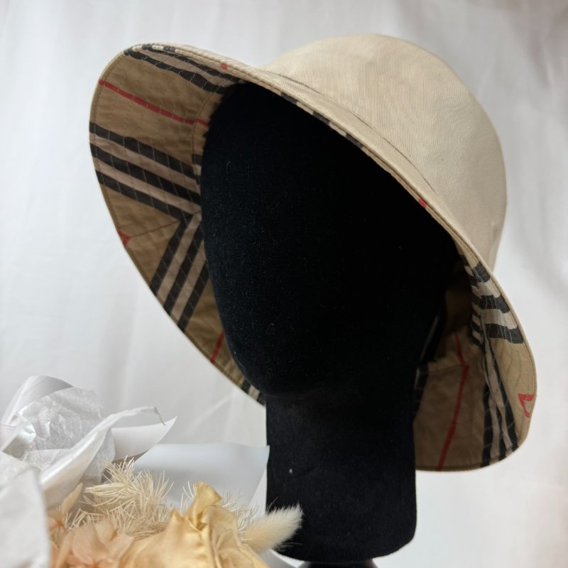 狀態良好 BURBERRY 經典條紋雙面漁夫帽 男女適用-6