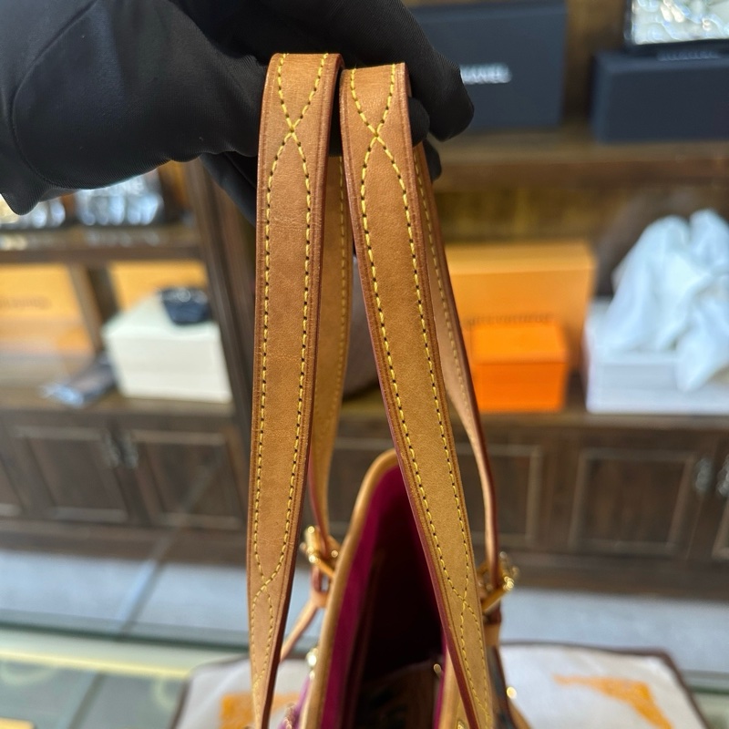 🆕LV路易威登 村上隆白三彩流蘇水桶包 子母包 手提包單肩包 金扣✅正品-7
