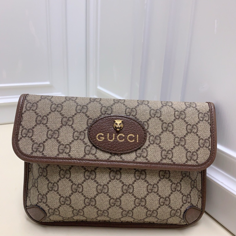 98新Gucci古馳 經典老花虎頭腰包-5