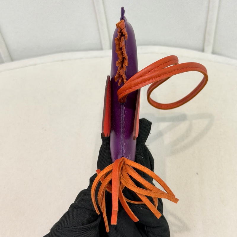 HERMES RODEO PEGASE MM 紫色飛馬皮革包包吊飾 X161-9