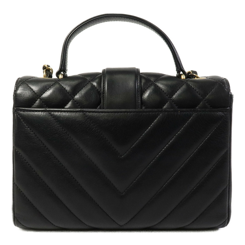 CHANEL 牛皮皮革Top Handle Flap鏈帶手挽肩背兩用袋-2