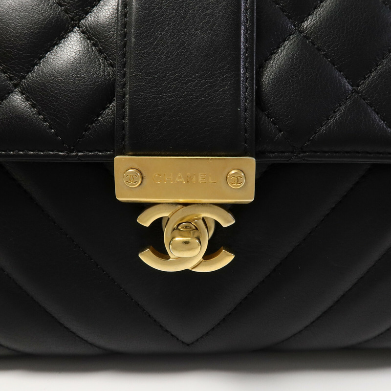 CHANEL 牛皮皮革Top Handle Flap鏈帶手挽肩背兩用袋-7