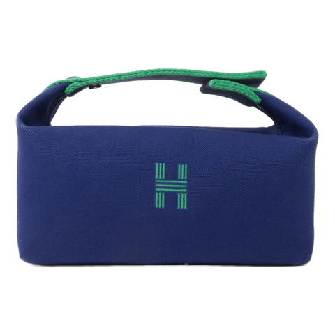 HERMES 帆布Bride A Brac PM手挽袋Bleu Marine