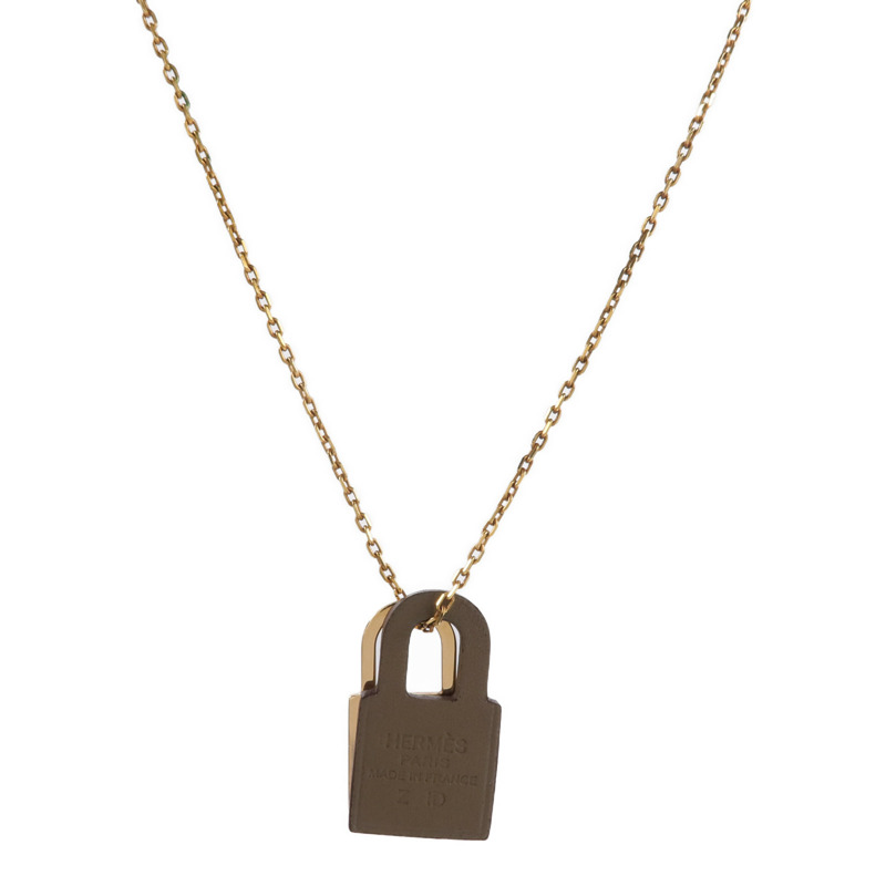 HERMES Swift皮革/金屬O'Kelly Necklace項鍊Etoupe-1