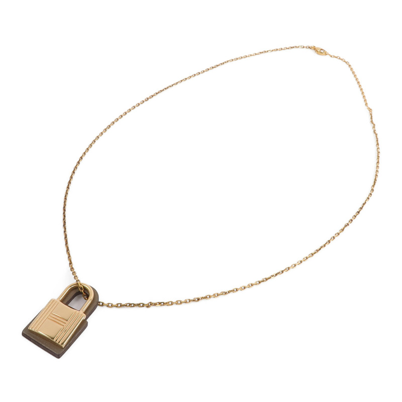 HERMES Swift皮革/金屬O'Kelly Necklace項鍊Etoupe-3