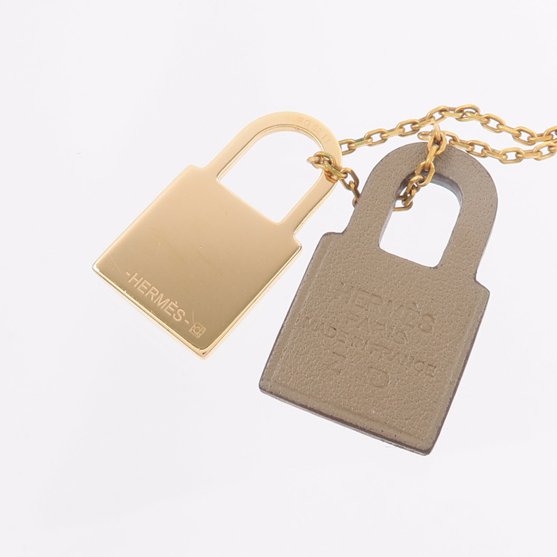 HERMES Swift皮革/金屬O'Kelly Necklace項鍊Etoupe-6