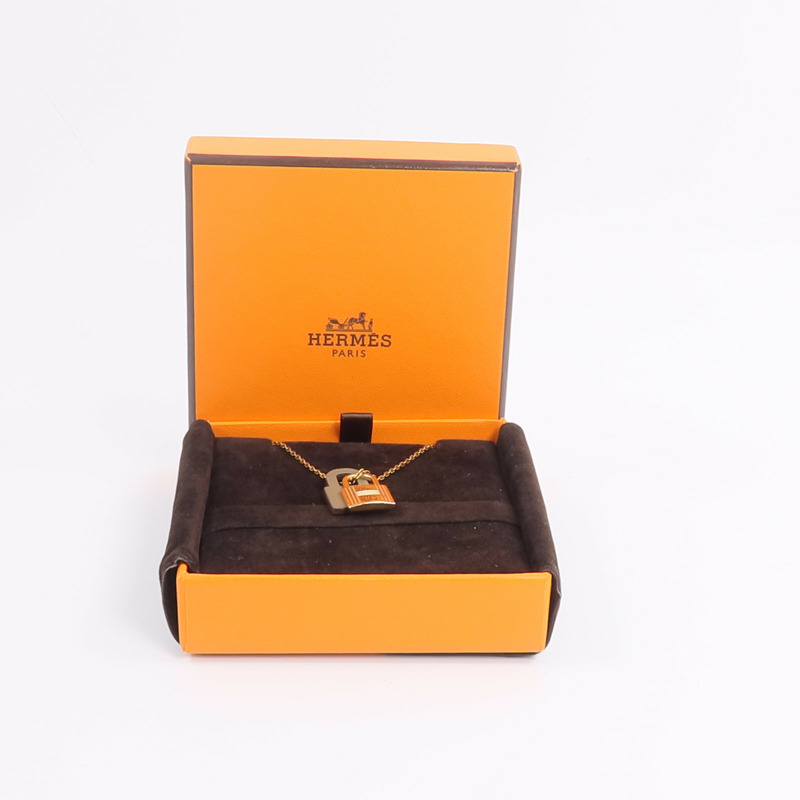 HERMES Swift皮革/金屬O'Kelly Necklace項鍊Etoupe-7