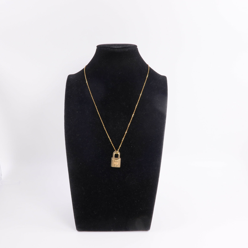 HERMES Swift皮革/金屬O'Kelly Necklace項鍊Etoupe-8