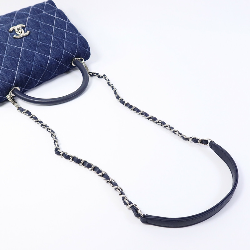 CHANEL 牛仔布Coco Handle手挽肩背兩用袋-8