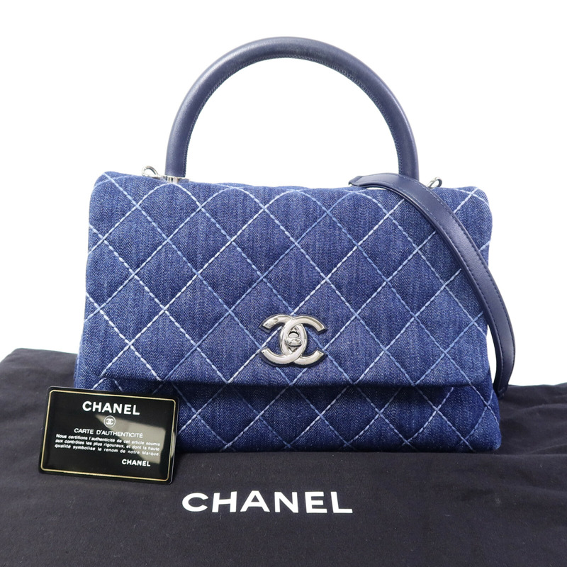 CHANEL 牛仔布Coco Handle手挽肩背兩用袋-9