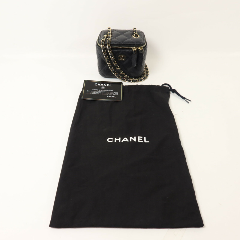 CHANEL 牛皮皮革Vanity Case鏈帶肩背袋-9