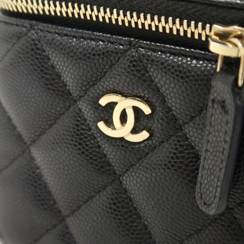CHANEL 牛皮皮革Vanity Case鏈帶肩背袋-10