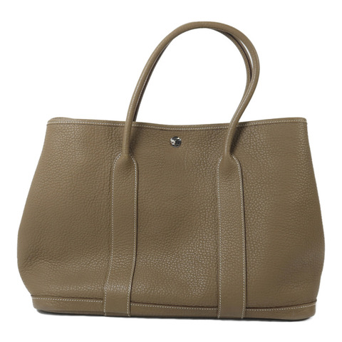 HERMES Clemence皮革Garden Party PM手挽袋Etoupe