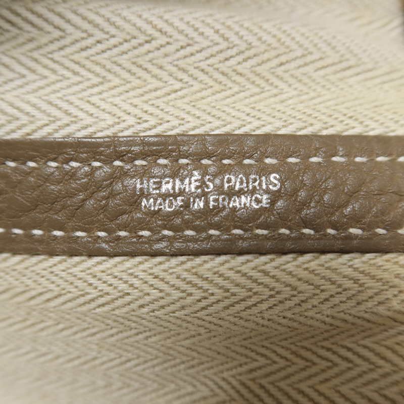 HERMES Clemence皮革Garden Party PM手挽袋Etoupe-5