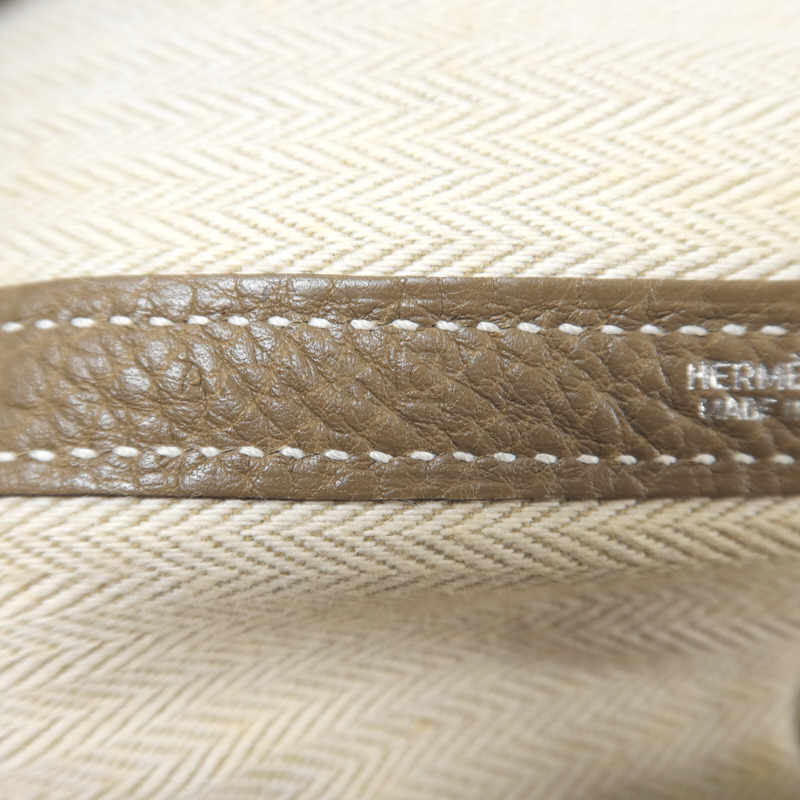 HERMES Clemence皮革Garden Party PM手挽袋Etoupe-6