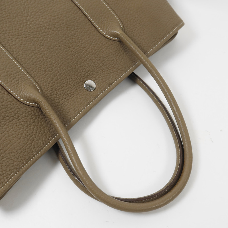 HERMES Clemence皮革Garden Party PM手挽袋Etoupe-7