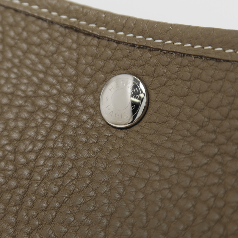 HERMES Clemence皮革Garden Party PM手挽袋Etoupe-8