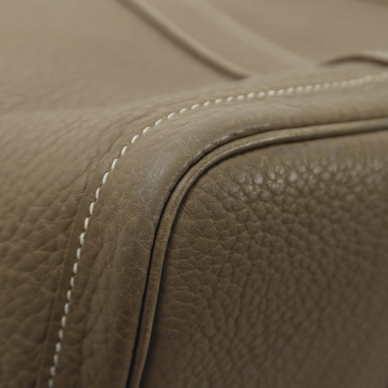 HERMES Clemence皮革Garden Party PM手挽袋Etoupe-9