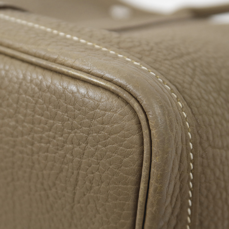 HERMES Clemence皮革Garden Party PM手挽袋Etoupe-10
