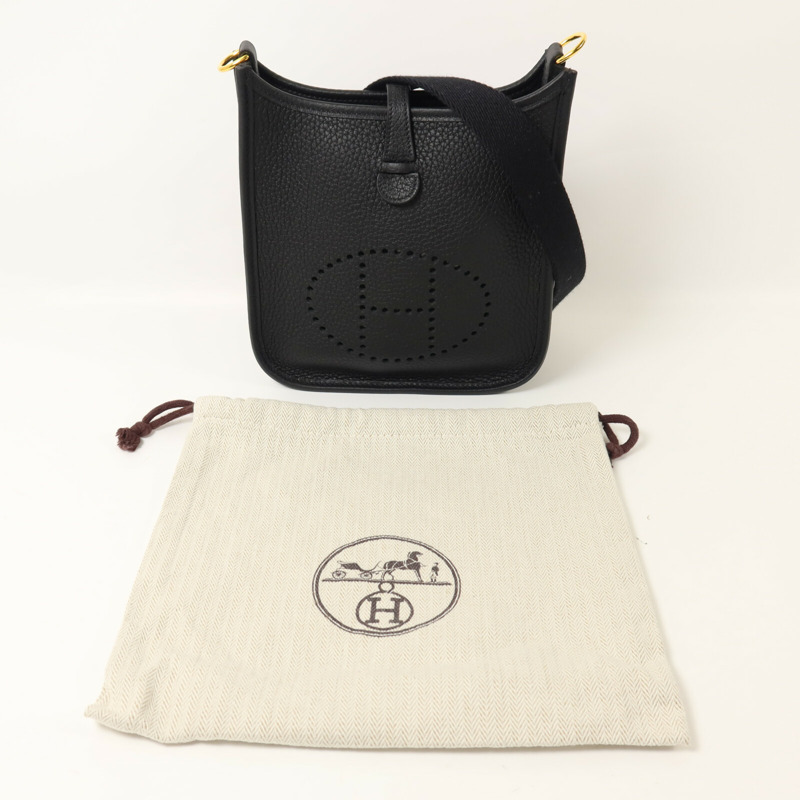 HERMES Clemence皮革Evelyne TPM肩背袋Noir-8