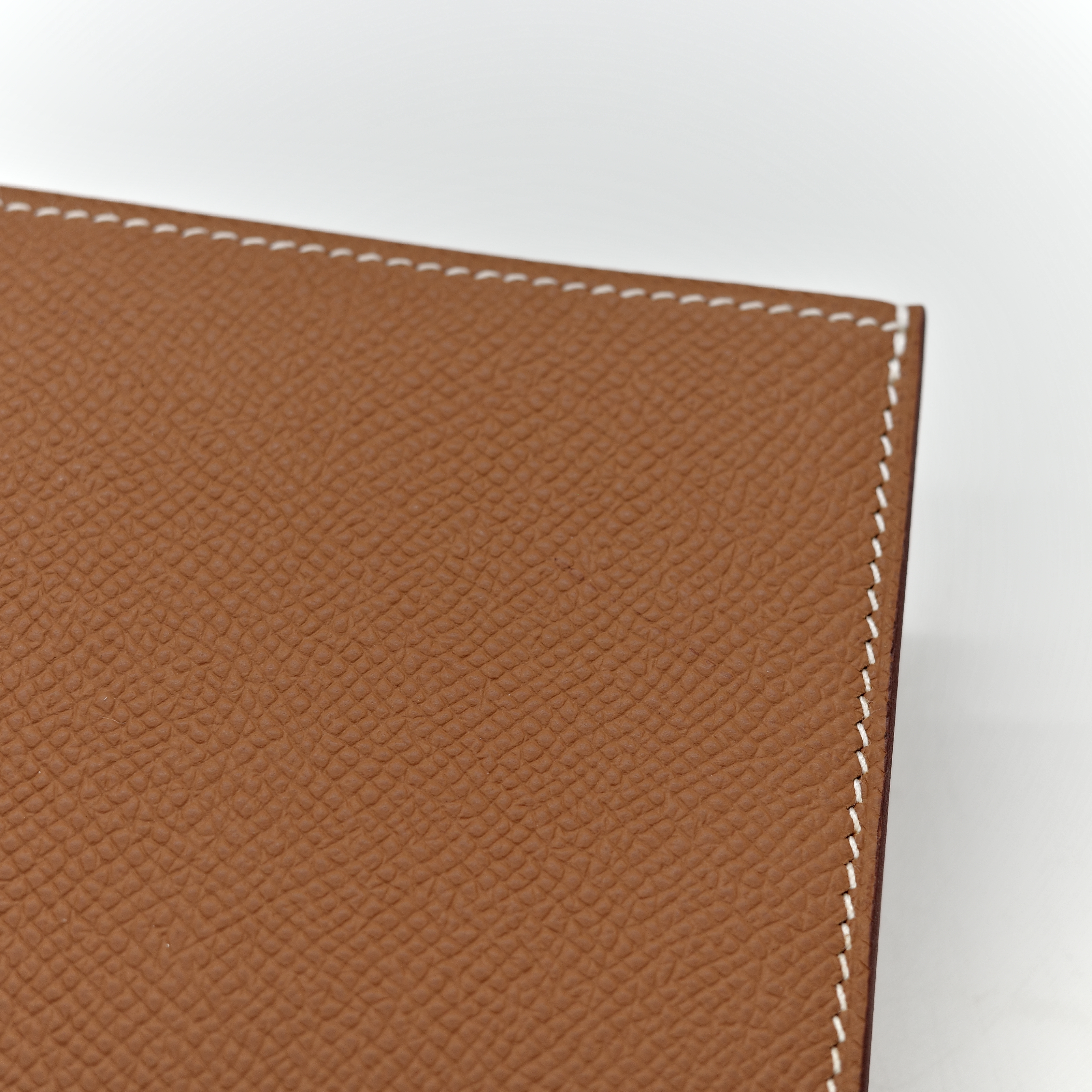 Hermès 愛馬仕 金棕 牛皮 兩折 短夾 絲巾內裡 U刻-3
