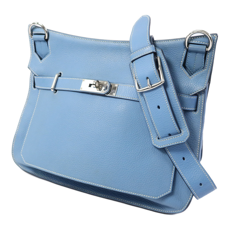 HERMES Clemence皮革Jypsiere 34肩背袋Bleu Jean-2
