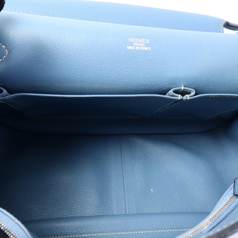 HERMES Clemence皮革Jypsiere 34肩背袋Bleu Jean-4