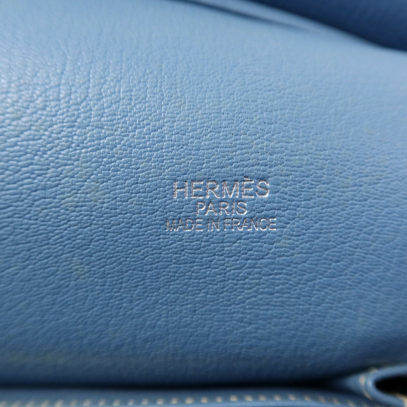 HERMES Clemence皮革Jypsiere 34肩背袋Bleu Jean-5