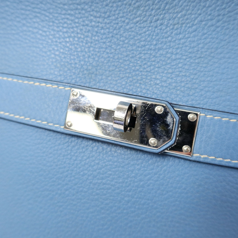 HERMES Clemence皮革Jypsiere 34肩背袋Bleu Jean-6