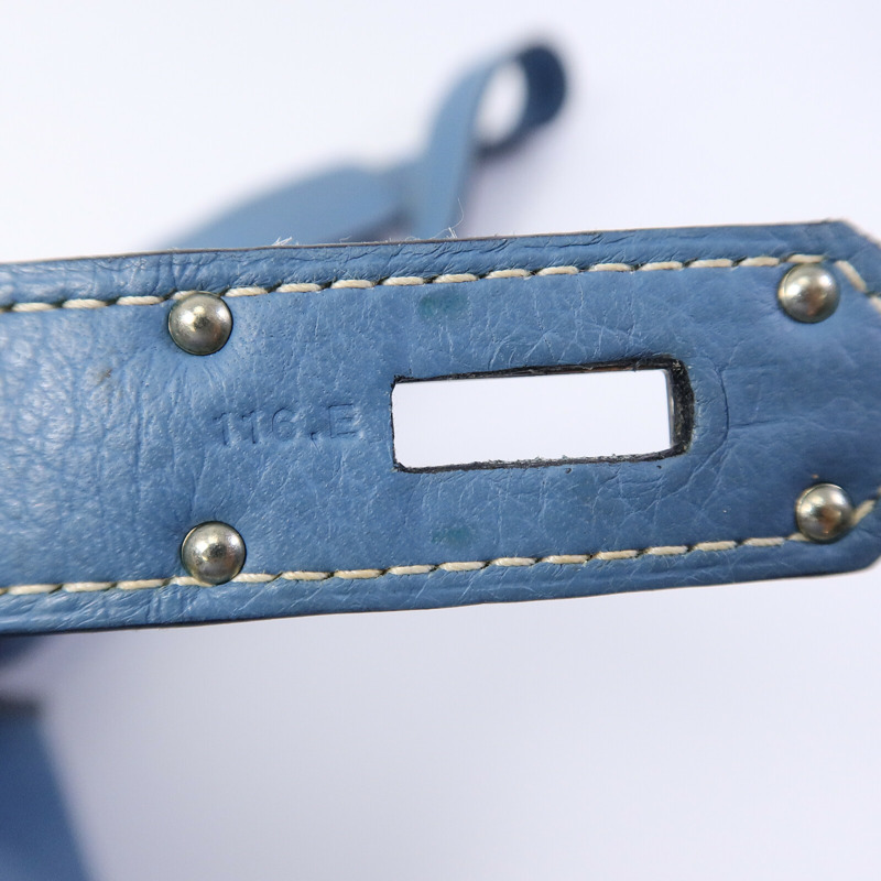 HERMES Clemence皮革Jypsiere 34肩背袋Bleu Jean-7