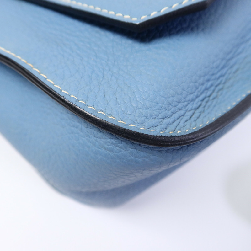 HERMES Clemence皮革Jypsiere 34肩背袋Bleu Jean-10